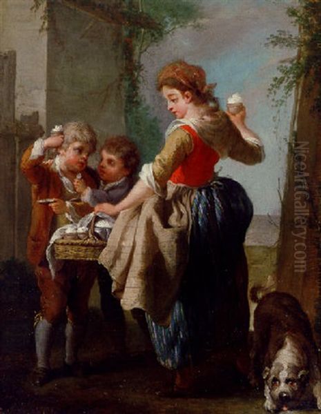 A Woman Selling Sherbert Oil Painting by Jean-Baptiste Charpentier the Elder