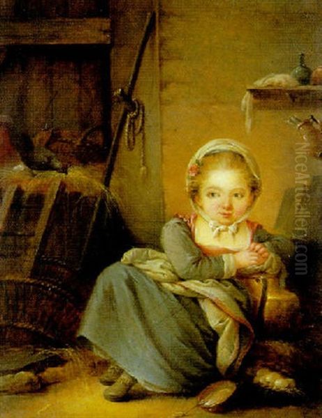 La Petite Laitiere Oil Painting by Jean-Baptiste Charpentier the Elder