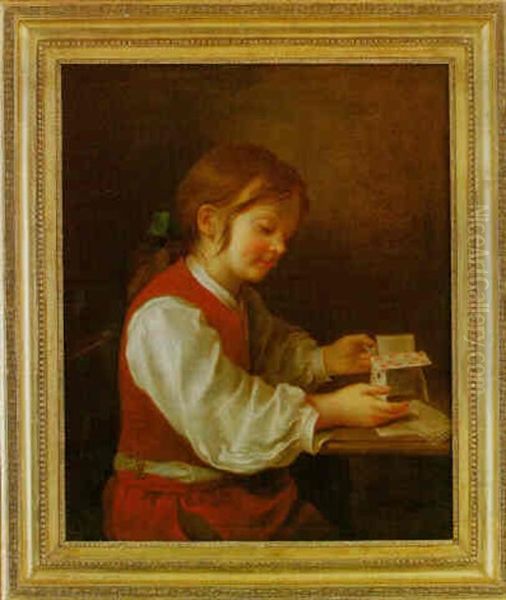 Jeune Garcon Jouant Au Chateau De Cartes Oil Painting by Jean-Baptiste Charpentier the Elder