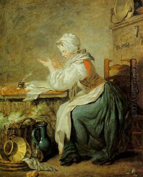 A Kitchen Maid Preparing Her Accounts Oil Painting by Jean-Baptiste Charpentier the Elder