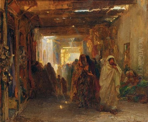 Promenade Dans La Medina De Tunis Oil Painting by Albert Charpentier