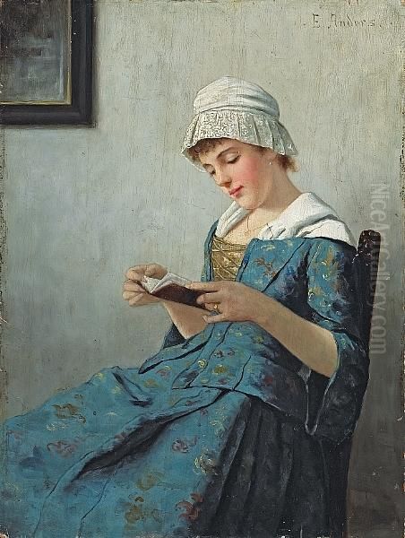 A Quiet Read Oil Painting by Ernst Anders