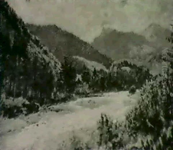 Vue D'une Riviere Des Alpes Bernoises, 1910 Oil Painting by Albert Charpentier