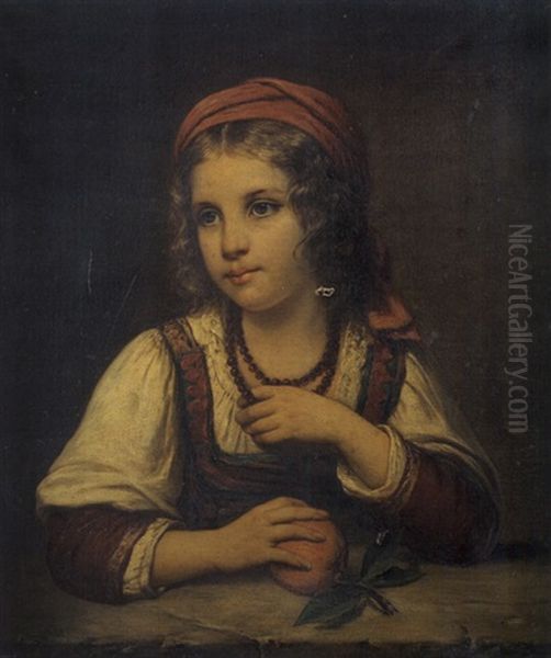 Portrait De Jeune Fille Oil Painting by Auguste Charpentier