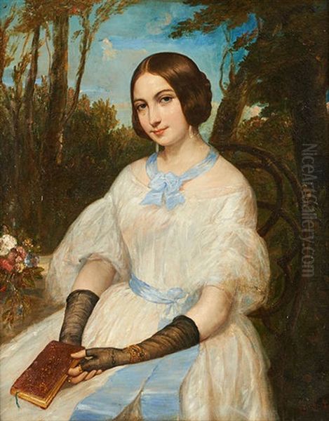 Portrait Presume De L'artiste Fanny Geefs Oil Painting by Eugene Louis Charpentier