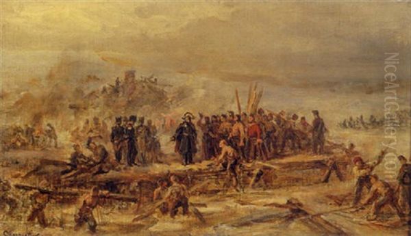 Scene De La Guerre De Crimee (?) Oil Painting by Eugene Louis Charpentier