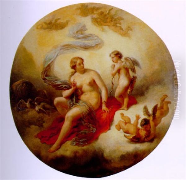 Venus Et Amours Dans Les Nuees Oil Painting by Eugene Louis Charpentier