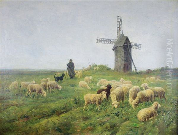 Le Berger Au Moulin Oil Painting by Albert Charpin