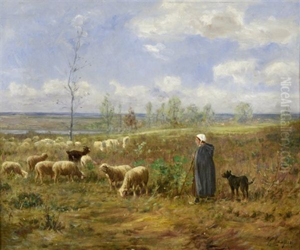 Moutons Au Paturage Oil Painting by Albert Charpin