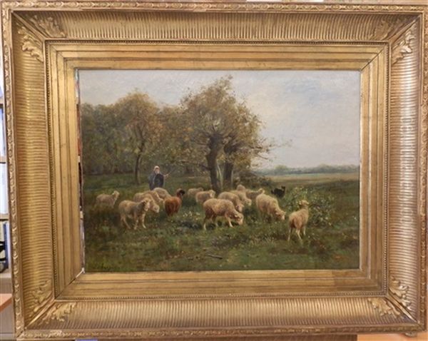 Bergere Et Ses Moutons Oil Painting by Albert Charpin