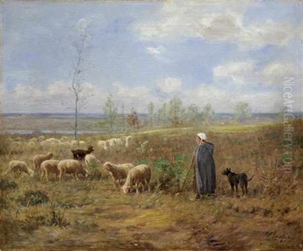 Les Moutons Au Paturage Oil Painting by Albert Charpin