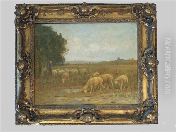 Troupeau De Moutons Oil Painting by Albert Charpin