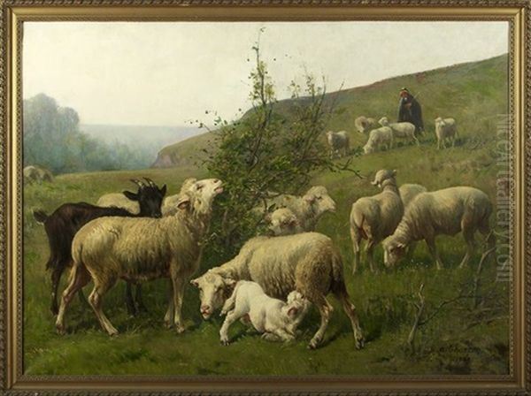 The Return Of The Flock Oil Painting by Albert Charpin