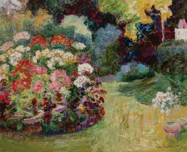 Garden In Bloom Oil Painting by Victor Charreton