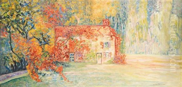 Maison Dans Un Jardin Fleuri Oil Painting by Victor Charreton