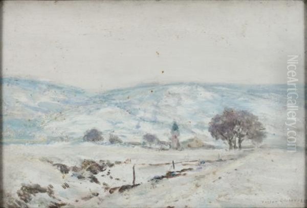 Paysage De Campagne Sous La Neige Oil Painting by Victor Charreton