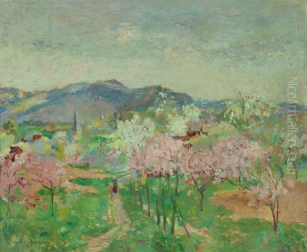 Orchard In Bloom Oil Painting by Victor Charreton