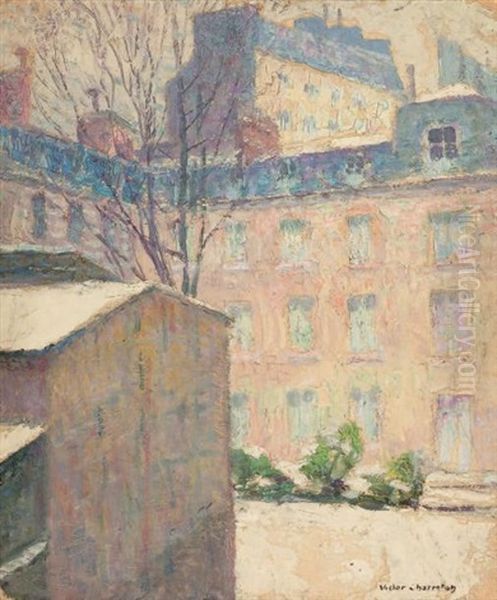 Cour Sous La Neige Oil Painting by Victor Charreton