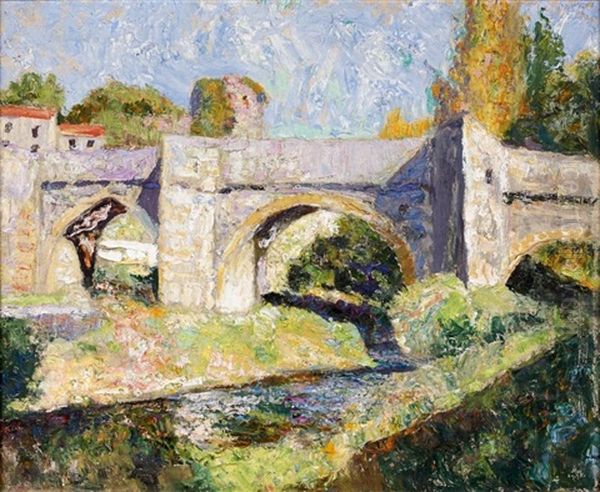 Le Pont Sur La Riviere Oil Painting by Victor Charreton