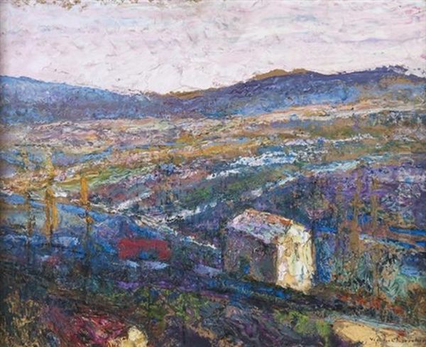 Vue D'une Valle D'auvergne Depuis La Propriete De La Famille Charreton Oil Painting by Victor Charreton