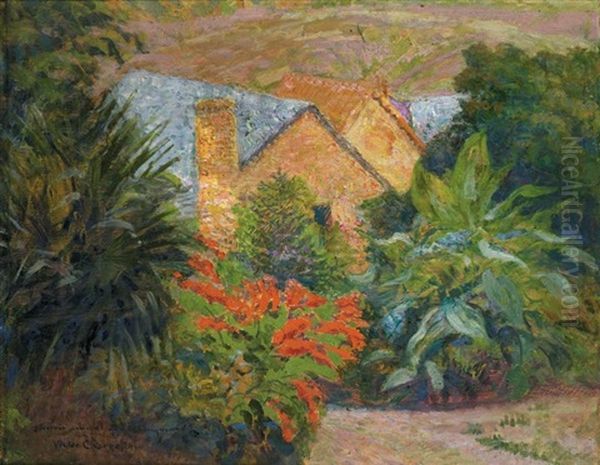 Le Buisson Fleuri Dans Le Jardin Des Filatures En Bretagne Oil Painting by Victor Charreton