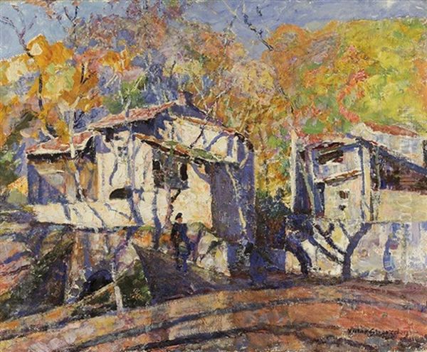 Fin D'automne Au Village Oil Painting by Victor Charreton