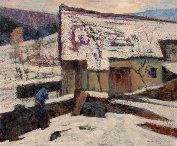 Ferme Sous La Neige Oil Painting by Victor Charreton