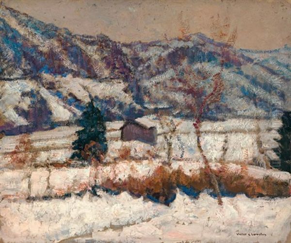 Environs De La Sauvetat, L'hiver Oil Painting by Victor Charreton