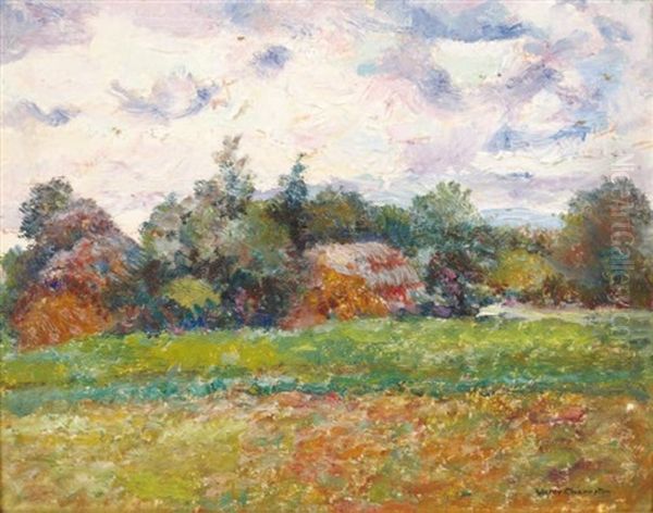 Paysage Au Ciel Rose Oil Painting by Victor Charreton