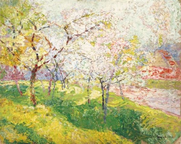 Verger En Fleurs Au Printemps Oil Painting by Victor Charreton