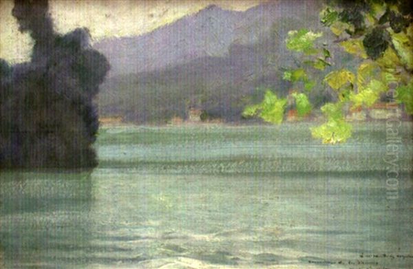 Reflets Sur Le Lac D'annecy, Matin D'automne Oil Painting by Victor Charreton