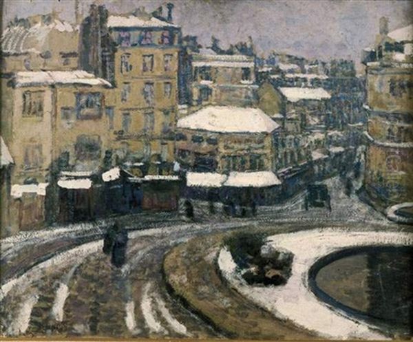 Neige Fondante, Place Pigalle En 1928 Oil Painting by Victor Charreton