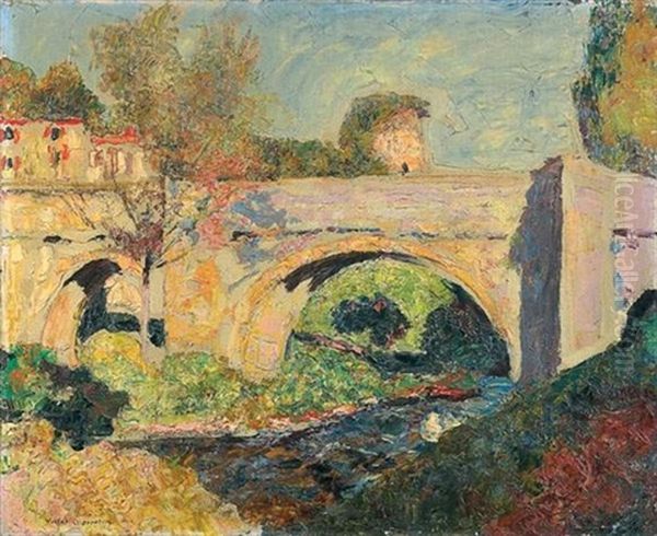 Le Pont Sur La Monne Oil Painting by Victor Charreton