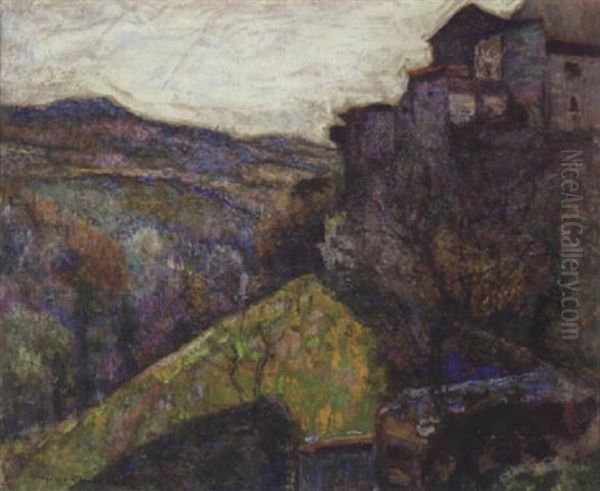 Paysage D'auvergne, Dauzat Sur Vodable Oil Painting by Victor Charreton