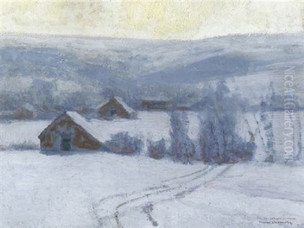 Winterlandschaft Mit Spuren Im Schnee Oil Painting by Victor Charreton