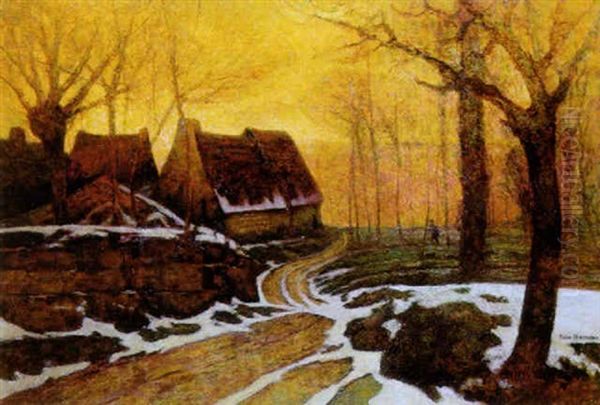 Maisons Dans Un Paysage Oil Painting by Victor Charreton