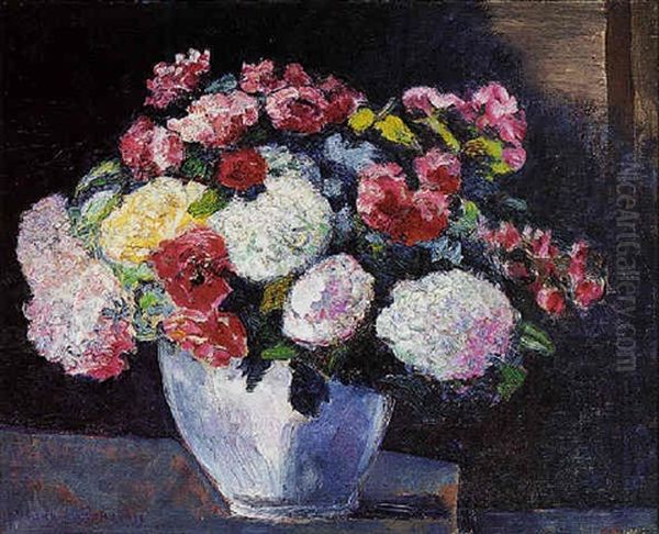 Bouquet D'hortensias Et De Roses Oil Painting by Victor Charreton