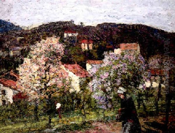 Printemps A Royat Oil Painting by Victor Charreton