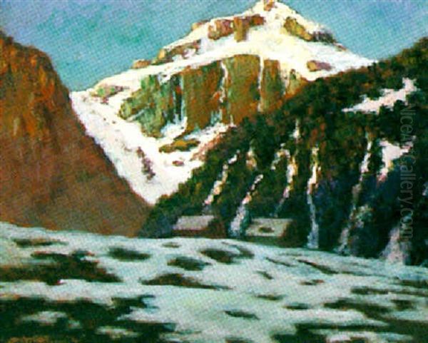 Paysage De Montagne En Hiver Oil Painting by Victor Charreton