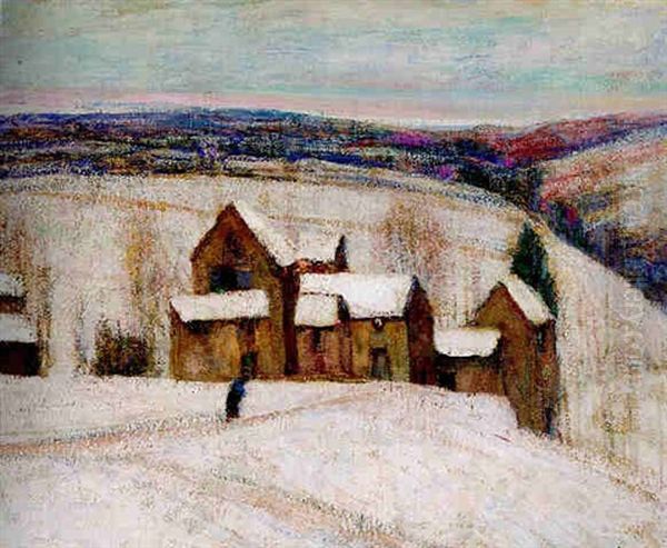 Village Enneige Oil Painting by Victor Charreton