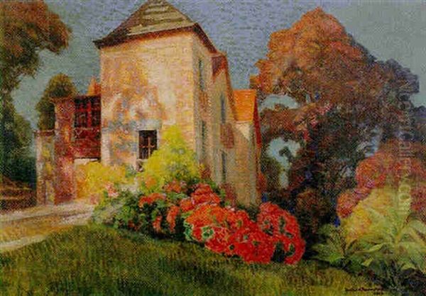 Maison Fleurie Oil Painting by Victor Charreton