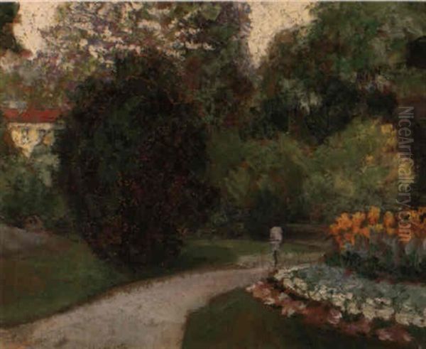 Maison Au Fond Du Jardin Fleuri Oil Painting by Victor Charreton