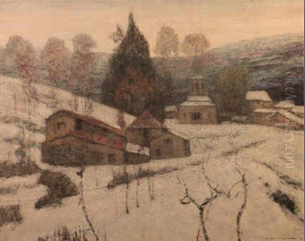 Paysage De Neige, Jassat Oil Painting by Victor Charreton