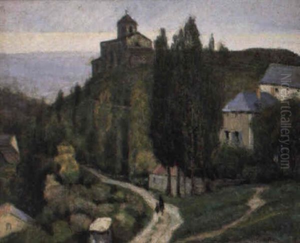 Vue Du Village De Dauzat, Puy De Dome Oil Painting by Victor Charreton