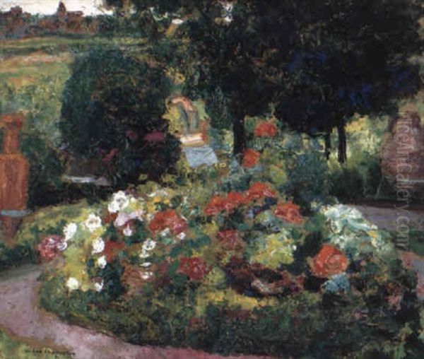 Massif Fleuri Aux Amphores Oil Painting by Victor Charreton