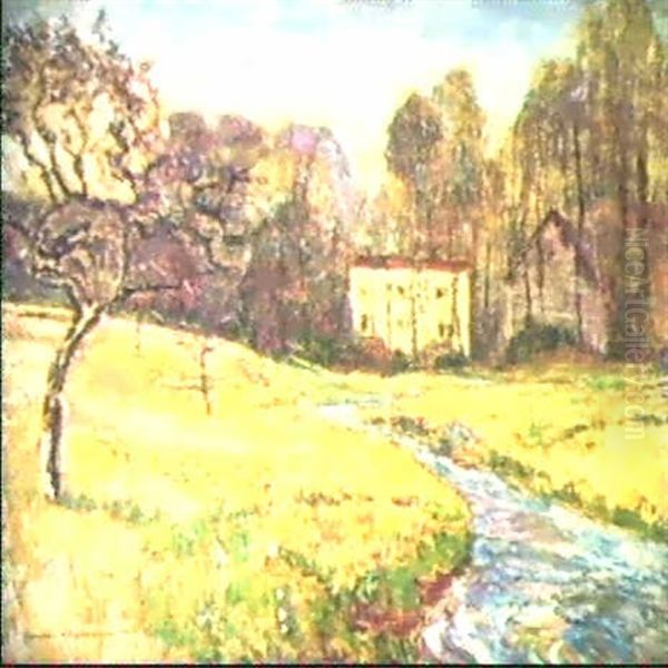 Arbres Au Bord De La Riviere Oil Painting by Victor Charreton