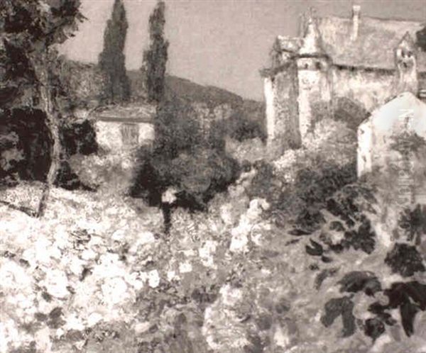 Un Chateau Avec Des Fleurs Oil Painting by Victor Charreton