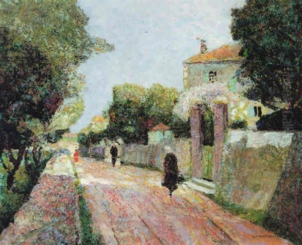 Rue De Village Ensoleillee Oil Painting by Victor Charreton