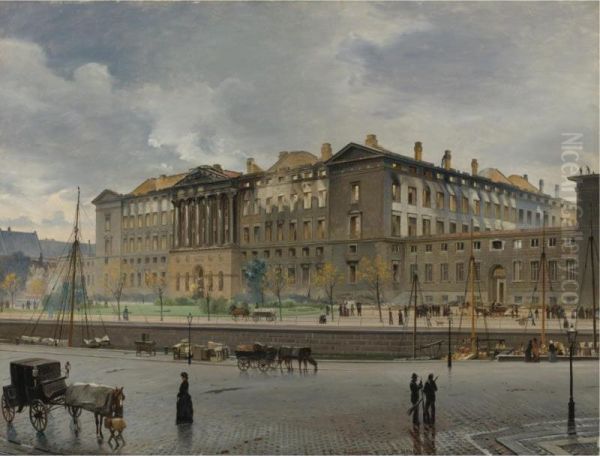 Christiansborg Palace After The Fire Oil Painting by Carl Christian Andersen