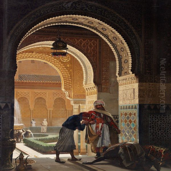 View From Alhambra With The Court Of The Lions Oil Painting by Carl Christian Andersen